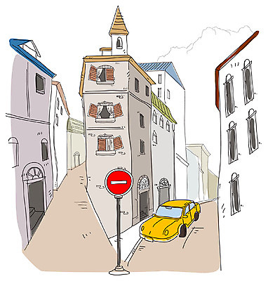 EPS 건축 도로 길 백그라운드 일러스트 교통시설 자동차 거리 주택 풍경 사람없음 야외 건물 도시 표지판 스케치 주택가 국내일러스트 건축물 육상교통 교통 알림판 미술 시설 파일형식 벡터