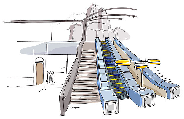 EPS 공공시설 건축 백그라운드 일러스트 풍경 빌딩 사람없음 야외 건물 계단 도시 스케치 에스컬레이터 국내일러스트 건축물 미술 시설 파일형식 벡터