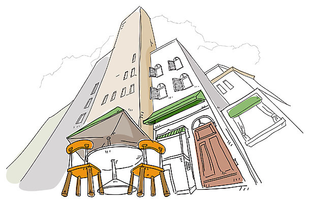 EPS 건축 백그라운드 의자 일러스트 출입구 풍경 빌딩 사람없음 야외 건물 상점 도시 스케치 국내일러스트 건축물 가구 미술 파일형식 벡터