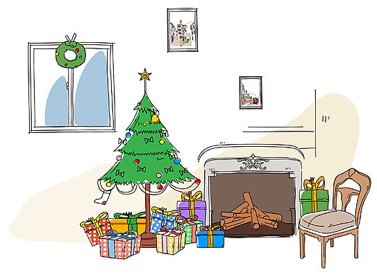 EPS 기념일 종교 액자 백그라운드 크리스마스 의자 일러스트 창문 실내 선물 풍경 사람없음 크리스마스트리 도시 벽난로 통나무 국내일러스트 나무 가구 이벤트 내부 파일형식 벡터