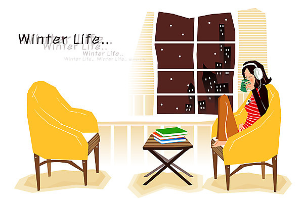 EPS 우먼라이프 라이프스타일 계절 여자 여유 커피 겨울 일러스트 비즈니스 창문 탁자 티타임 휴식 실내 한명 사람 성인 라이프 생활 책 소파 헤드폰 음악감상 마시기 눈 차 MP3 여자만 여자한명만 성인여자만 성인만 국내일러스트 자연요소 1 감정 음료 음향기기 가구 컨셉 의자 모션 날씨 내부 전자제품 감상 파일형식 벡터