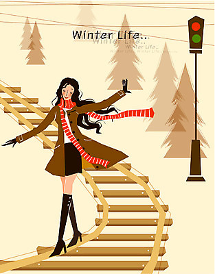 EPS 나무 우먼라이프 라이프스타일 계절 여자 여유 여행 겨울 일러스트 교통시설 휴식 한명 사람 성인 야외 라이프 생활 기찻길 신호등 여자만 여자한명만 성인여자만 성인만 철도의날 국내일러스트 식물 1 감정 교통 컨셉 시설 파일형식 벡터 법정기념일