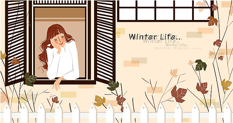 EPS 우먼라이프 라이프스타일 계절 여자 생각 겨울 일러스트 창문 한명 사람 성인 라이프 생활 울타리 나뭇가지 고독 사색 설레임 여자만 여자한명만 성인여자만 성인만 국내일러스트 나무 1 감정 담장 파일형식 벡터
