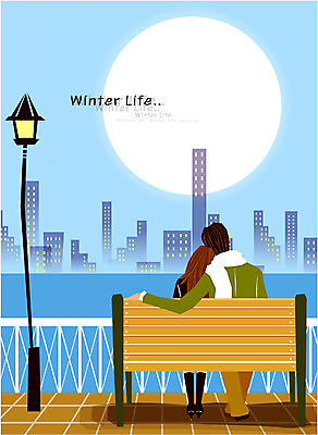 EPS 주간 라이프스타일 커플 계절 공공시설 여자 남자 겨울 가로등 벤치 데이트 일러스트 사랑 사람 빌딩 야외 두명 라이프 생활 강 보름달 도시 국내일러스트 자연요소 감정 의자 관계 건물 달 시설 파일형식 벡터