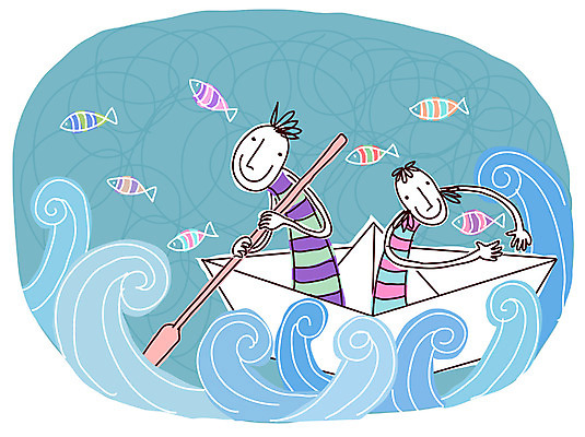 EPS 캐릭터 커플 여자 남자 파도 바다 데이트 일러스트 상상 사랑 어류 사람 야외 두명 노 상상캐릭터 종이배 선박 일러캐릭터 감정 수상교통 관계 수중동물 종이접기 파일형식 벡터