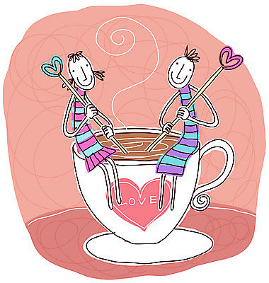 EPS 캐릭터 커플 여자 남자 커피 일러스트 상상 실내 사랑 사람 두명 커피잔 티스푼 상상캐릭터 일러캐릭터 감정 음료 관계 잔 내부 숟가락 파일형식 벡터