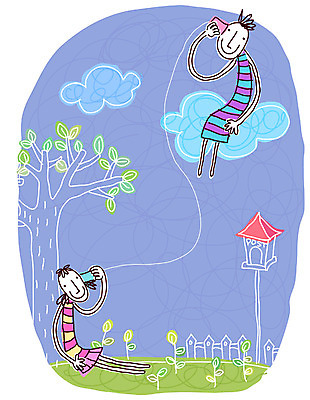 EPS 주간 나무 구름 캐릭터 커플 여자 남자 일러스트 상상 사랑 사람 야외 두명 울타리 우체통 실전화기 상상캐릭터 일러캐릭터 자연요소 식물 감정 관계 담장 파일형식 벡터