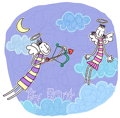 EPS 구름 캐릭터 커플 여자 남자 백그라운드 데이트 일러스트 상상 천사 사랑 사람 야외 두명 판타지 달 야간 상상캐릭터 사랑의화살 일러캐릭터 자연요소 감정 관계 화살 파일형식 벡터