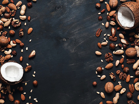 포토 JPG 해외이미지 백그라운드 건조 사람없음 검은색 땅콩 호두 코코넛 아몬드 잣 피스타치오 피칸 헤이즐넛 카피스페이스 브라질넛 해외포토 컬러 과일 공백 견과류 파일형식