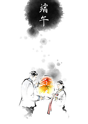 PSD 여자 명절 남자 일러스트 캘리그라피 붓터치 성인 두명 한자 등불 한복 번짐 단오 풍등 풍등날리기 성인만 국내일러스트 문자 한국전통 전통 기념일 조명 사람 전통의상 파일형식 풍등축제 효과