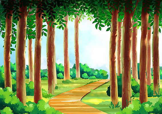 PSD 나무 길 백그라운드 일러스트 풍경 사람없음 초록색 제주도 갈색 수목원 수목원길 제주도여행 국내일러스트 식물 컬러 여행 한국 파일형식