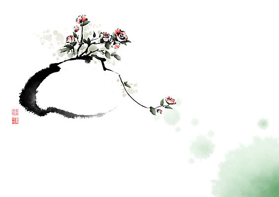 PSD 나무 화분 줄기 분홍색 일러스트 캘리그라피 붓터치 사람없음 꽃병 봄 동양화 번짐 낙관 동백 꽃가지 국내일러스트 식물 계절 꽃 컬러 미술 나뭇가지 파일형식 효과