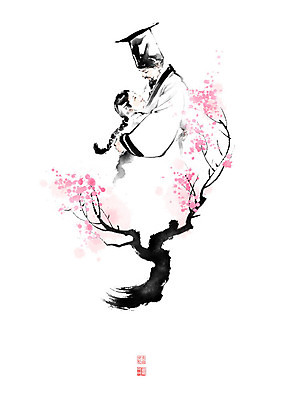 PSD 나무 모자 여자 할아버지 남자 꽃 어린이 잎 일러스트 캘리그라피 포옹 붓터치 사랑 소녀 두명 나뭇가지 한복 번짐 스승 제자 낙관 국내일러스트 식물 한국전통 잡화 노년 감정 안기 사람 전통의상 파일형식 효과