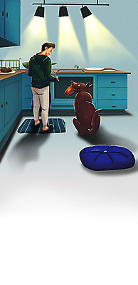 전신 PSD 한마리 그릇 남자 반려견 음식 가구 일러스트 조명 요리 한명 반려동물 주방 개 싱크대 반려 남자한명만 펫팸족 국내일러스트 동물 1 식기 생활용품 포유류 사람 개수대 신조어 남자만 파일형식