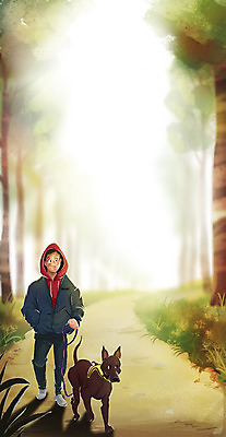 전신 PSD 나무 한마리 공원 남자 반려견 일러스트 한명 반려동물 운동 봄 산책 개 반려 남자한명만 펫팸족 국내일러스트 식물 동물 1 계절 공공시설 포유류 휴식 건강 사람 신조어 남자만 파일형식