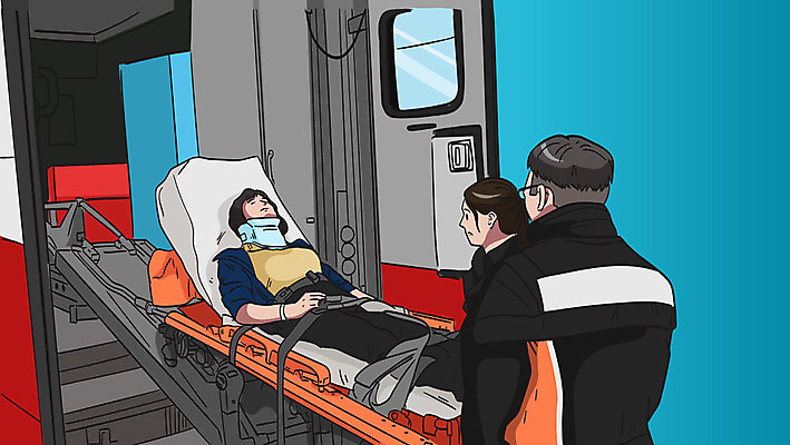 여자 남자 일러스트 성인 세명 환자 응급 구급차 구조원 119 응급구조 응급상황 이송 환자수송 성인만 목보호대 국내일러스트 AI파일 직업 의학 자동차 사람 긴급 보호장비 소방 전화번호 파일형식 벡터