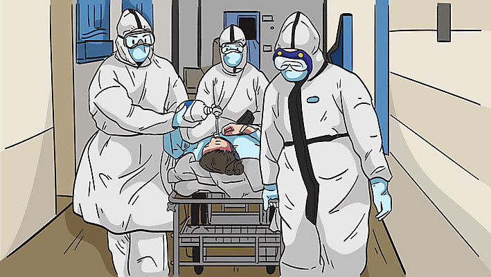 여자 남자 일러스트 마스크 여러명 성인 환자 의료진 응급 산소호흡기 응급구조 응급상황 환자수송 방호복 국내일러스트 AI파일 직업 옷 다수 의학 사람 긴급 파일형식 벡터