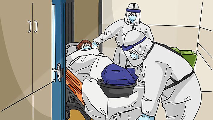 여자 남자 일러스트 마스크 성인 세명 환자 의료진 응급 응급구조 응급상황 이송 환자수송 성인만 방호복 국내일러스트 AI파일 직업 옷 의학 사람 긴급 파일형식 벡터