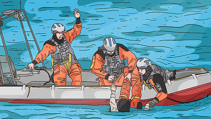 여자 남자 바다 일러스트 여러명 성인 응급 보트 헬멧 구조원 구조대 구조요원 응급구조 응급상황 성인만 국내일러스트 AI파일 직업 다수 배_교통 사람 긴급 구출 보호장비 파일형식 벡터