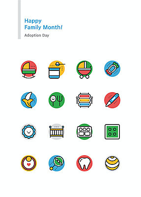 아이콘 공 바나나 수저 사람없음 세트 장난감 식사 블록 치아 온도계 체온계 유모차 딸랑이 실로폰 식판 분유 턱받이 아기침대 흔들침대 2D아이콘 AI파일 식기 과일 타악기 아기용품 침대 소화기관 파일형식 벡터