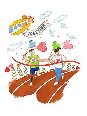 전신 PSD 식물 여자 남자 날개 일러스트 비행기 사랑 두명 달리기 하트 깃발 잠자리 장애인 트랙 꽃가루 풍선 마라톤 결승선 장애인의날 국내일러스트 모양 감정 곤충 항공교통 모션 대중교통 사람 경기 가루 육상스포츠 장애 파일형식 법정기념일