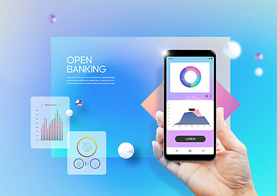 PSD 편집이미지 손 통계 그래프 한손 들기 사람 신체부위 파란색 스마트 결제 편리함 뱅킹 카피스페이스 스마트페이 오픈뱅킹 이미지편집 컬러 컨셉 모션 금융 공백 파일형식