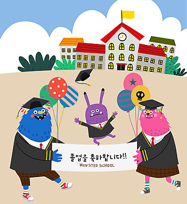 캐릭터 배너 교육 교복 일러스트 학사모 졸업 학교 상상 졸업식 들기 사람없음 스쿨라이프 축하 즐거움 풍선 몬스터 에듀 에듀케이션 스쿨팩 국내일러스트 일러캐릭터 AI파일 모자_잡화 라이프스타일 옷 감정 컨셉 모션 파일형식 벡터