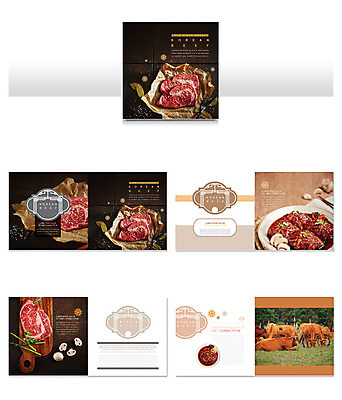 템플릿 ZIP 음식 리플렛 포크 여러마리 생고기 육류 팜플렛 사람없음 갈색 소고기 소 나이프 소금 한우 인디자인 INDD 이미지템플릿 식기 컬러 다수 식재료 포유류 칼 파일형식