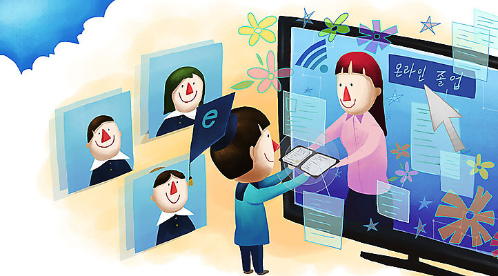 전신 PSD 학생 여자 남자 꽃 화살표 별 어린이 인터넷 일러스트 학사모 졸업 모바일 졸업식 여러명 모니터 교사 졸업장 사이버 온라인 온택트 국내일러스트 자연요소 식물 직업 모자_잡화 교육 다수 사람 컴퓨터 파일형식