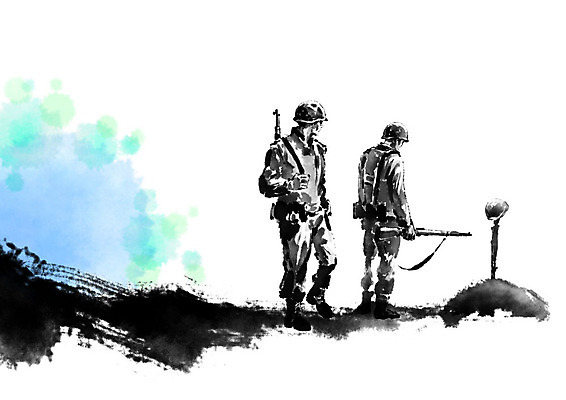 PSD 남자 무기 일러스트 캘리그라피 붓터치 두명 군인 총 기도 무덤 전쟁 번짐 철모 6.25전쟁 남자만 호국보훈의달 국내일러스트 직업 사람 보호장비 6월 국군 파일형식 효과