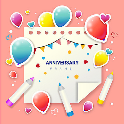종이 일러스트 색연필 프레임 이벤트 사람없음 컬러풀 하트 축하 풍선 프레임일러스트 국내일러스트 AI파일 모양 컬러 컨셉 학용품 파일형식 벡터