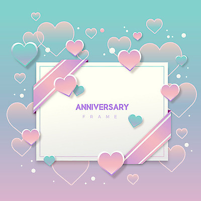 리본 일러스트 프레임 이벤트 사람없음 보라색 하트 축하 초대장 그라데이션 민트색 파스텔톤 프레임일러스트 국내일러스트 AI파일 모양 컬러 컨셉 카드_감사 파일형식 벡터