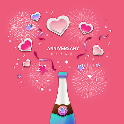 별 분홍색 일러스트 프레임 폭죽 사랑 이벤트 사람없음 하트 축하 샴페인 프레임일러스트 국내일러스트 AI파일 자연요소 모양 감정 컬러 컨셉 주류 파일형식 벡터