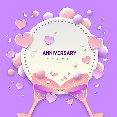 일러스트 프레임 사랑 이벤트 사람없음 보라색 하트 축하 칵테일 구슬 프레임일러스트 국내일러스트 AI파일 모양 감정 컬러 컨셉 주류 파일형식 벡터