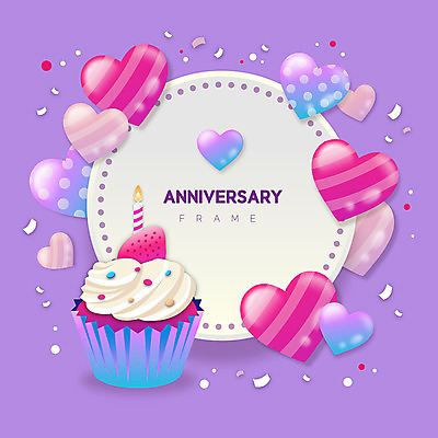 일러스트 촛불 딸기 프레임 사랑 이벤트 사람없음 보라색 하트 축하 컵케이크 프레임일러스트 국내일러스트 AI파일 모양 감정 컬러 컨셉 과일 초 케이크 파일형식 벡터