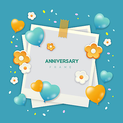 꽃 일러스트 프레임 사랑 이벤트 사람없음 파란색 하트 축하 폴라로이드사진 하트풍선 풍선 프레임일러스트 국내일러스트 AI파일 모양 식물 감정 컬러 컨셉 폴라로이드 파일형식 벡터
