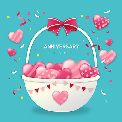 리본 일러스트 프레임 사랑 이벤트 사람없음 파란색 바구니 하트 축하 프레임일러스트 국내일러스트 AI파일 모양 감정 컬러 컨셉 파일형식 벡터