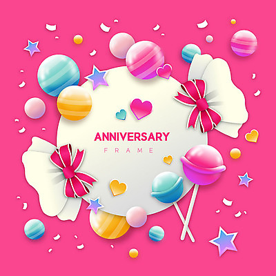 별 리본 분홍색 일러스트 프레임 막대사탕 사탕 이벤트 사람없음 하트 축하 원형 구슬 프레임일러스트 국내일러스트 AI파일 자연요소 모양 도형 컬러 컨셉 디저트 파일형식 벡터
