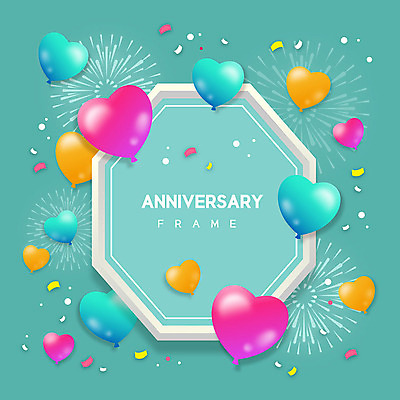 일러스트 프레임 폭죽 이벤트 사람없음 하트 축하 하트풍선 풍선 민트색 프레임일러스트 국내일러스트 AI파일 모양 컬러 컨셉 파일형식 벡터