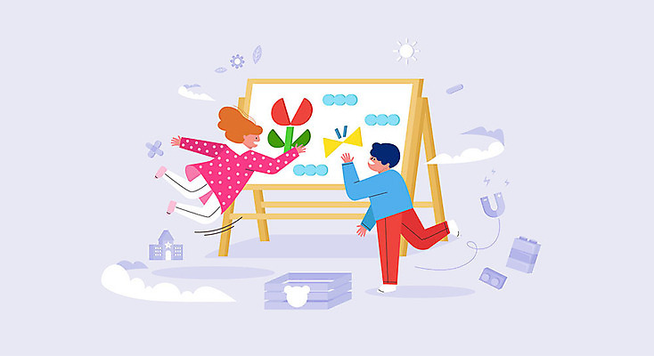 전신 구름 여자 남자 꽃 어린이 나비 일러스트 두명 건물 보라색 화이트보드 자석 키즈카페 어린이만 국내일러스트 AI파일 자연요소 식물 건축물 컬러 곤충 사람 카페 파일형식 벡터