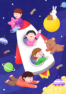 전신 PSD 여자 남자 별 어린이 일러스트 곰 소녀 소년 여러명 컬러풀 우주 행성 탐험 달 토끼 어린이날 우주선 즐거움 은하수 우주탐험 어린이만 국내일러스트 자연요소 동물 기념일 감정 컬러 다수 포유류 자연 사람 반려동물 파일형식
