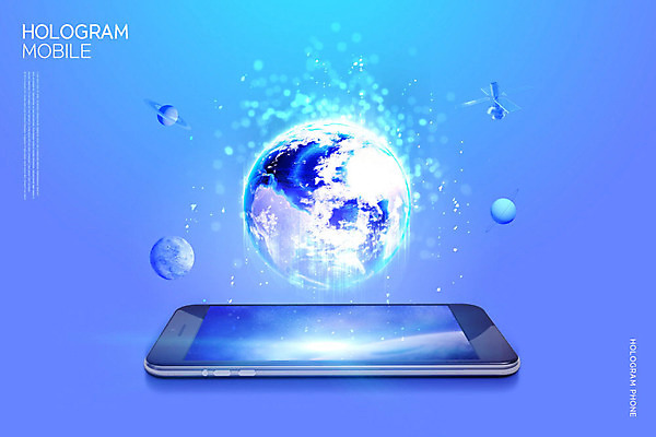 PSD 편집이미지 지구 모바일 정보기술 사람없음 파란색 스마트폰 우주 행성 인공위성 IT산업 홀로그램 이미지편집 산업 컬러 통신 기술 핸드폰 스마트기기 파일형식