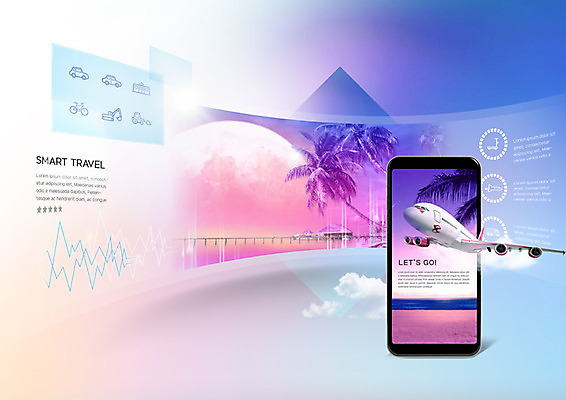 PSD 편집이미지 여행 비행기 사람없음 여름 스마트폰 컬러풀 야자수 스마트 휴양지 이미지편집 나무 계절 컬러 컨셉 항공교통 대중교통 핸드폰 스마트기기 장소 파일형식