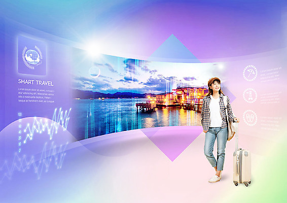 전신 PSD 편집이미지 여자 바다 여행 한명 풍경 20대 성인 강 컬러풀 캐리어 한국인 스마트 성인여자한명만 이미지편집 1 컬러 컨셉 사람 동양인 청년 여행가방 여자한명만 성인여자만 파일형식