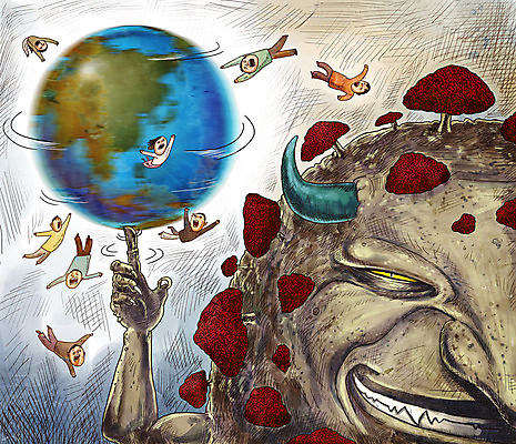 PSD 여자 남자 일러스트 여러명 글로벌 바이러스 질병 공격 감기 학대 사회이슈 공포 감염 전염 전파 돌리기 몬스터 인플루엔자 코로나바이러스 팬데믹 델타변이바이러스 국내일러스트 다수 컨셉 의학 모션 사람 파일형식