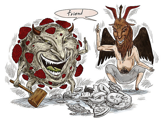 PSD 일러스트 천사 사람없음 손상 바이러스 질병 망치 공격 악마 감기 학대 사회이슈 공포 감염 전염 전파 몬스터 인플루엔자 코로나바이러스 팬데믹 델타변이바이러스 국내일러스트 컨셉 의학 모션 공구 파일형식