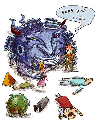 전신 PSD 여자 남자 일러스트 놀이 여러명 장난감 바이러스 질병 공격 감기 학대 사회이슈 공포 감염 전염 인형놀이 전파 몬스터 인플루엔자 좀비 코로나바이러스 팬데믹 델타변이바이러스 국내일러스트 인형 다수 컨셉 의학 모션 사람 파일형식