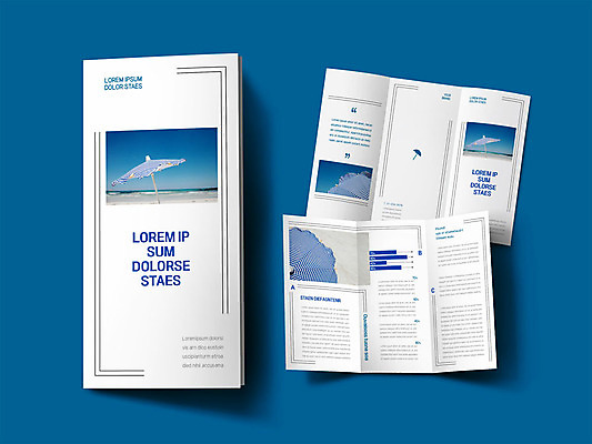 템플릿 표지디자인 표지 ZIP 내지 리플렛 바다 3단접지 그래프 팜플렛 해변 사람없음 여름 파란색 모래사장 파라솔 인디자인 INDD 이미지템플릿 계절 컬러 파일형식