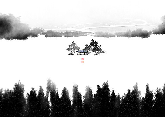 PSD 나무 길 밭 일러스트 캘리그라피 붓터치 산 주택 논 풍경 사람없음 동양화 언덕 번짐 낙관 논길 국내일러스트 식물 농업 미술 건물 파일형식 효과