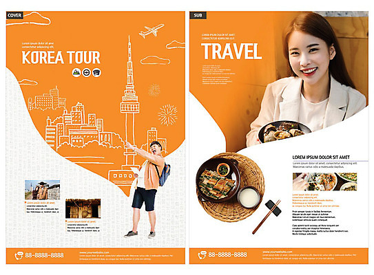 템플릿 여자 남자 ZIP 리플렛 여행 가방 한국 웃음 들기 사람 손짓 팜플렛 20대 성인 두명 주황색 한국인 전단템플릿 전단 국내여행 성인만 인디자인 INDD 이미지템플릿 잡화 아시아 컬러 모션 표정 동양인 청년 홍보물 파일형식